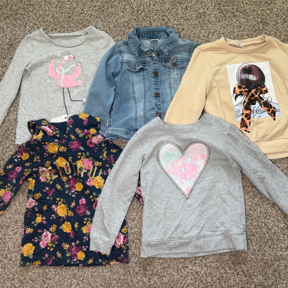 Girls‎ Long Sleeve Fall Winter Long Sleeve Top Bundle Size 5T